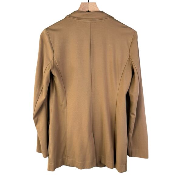 J. Jill Ponte Knit Stretchy Blazer Camel Tan jacket Three Button Small Causal - Picture 2 of 8